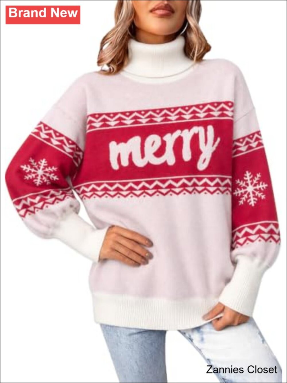 🤠 Oversized Turtleneck Batwing Sleeve Christmas Pullover Sweater